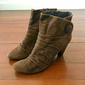 Brown Suede Style Bootie Heels